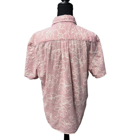 U.S. Polo Assn. Pink & White Floral Short Sleeve Button-Down Shirt, Vacation, re - Picture 5 of 9